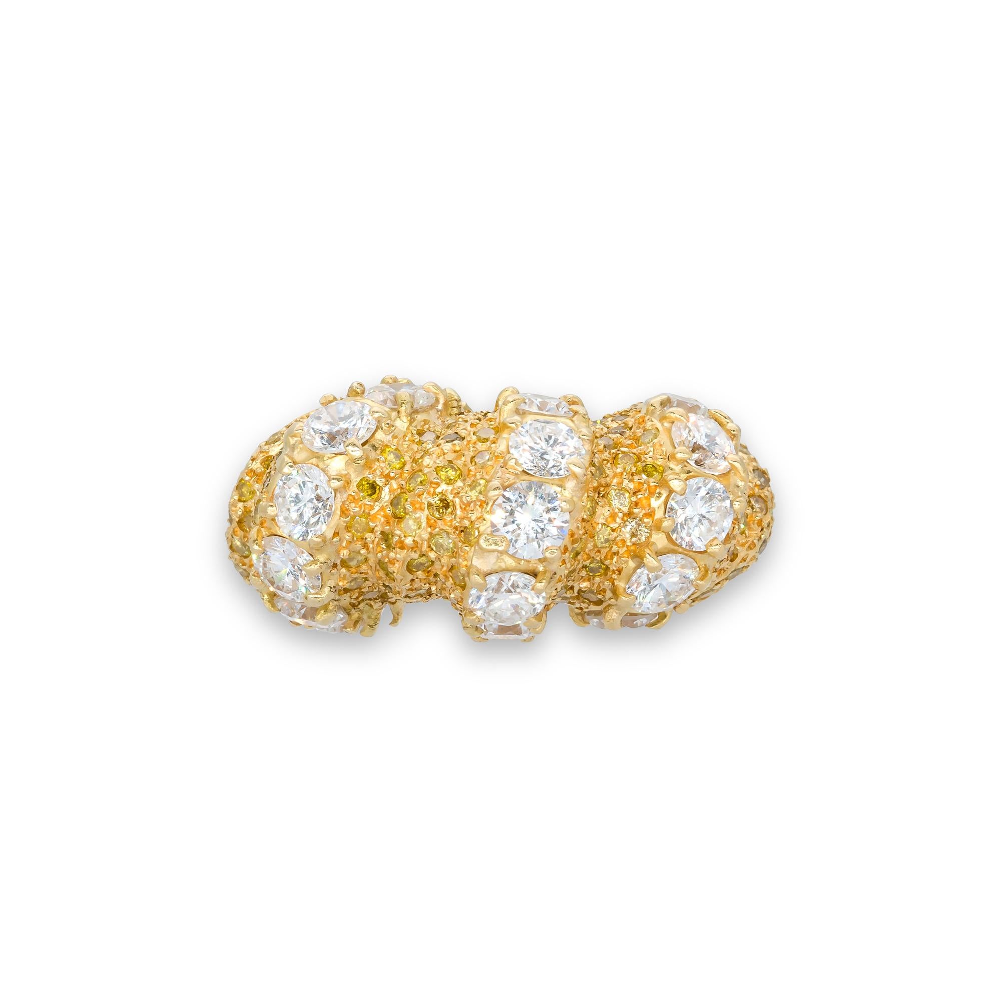 D'Avossa Ring in White and Yellow Diamonds In New Condition For Sale In Roma, IT