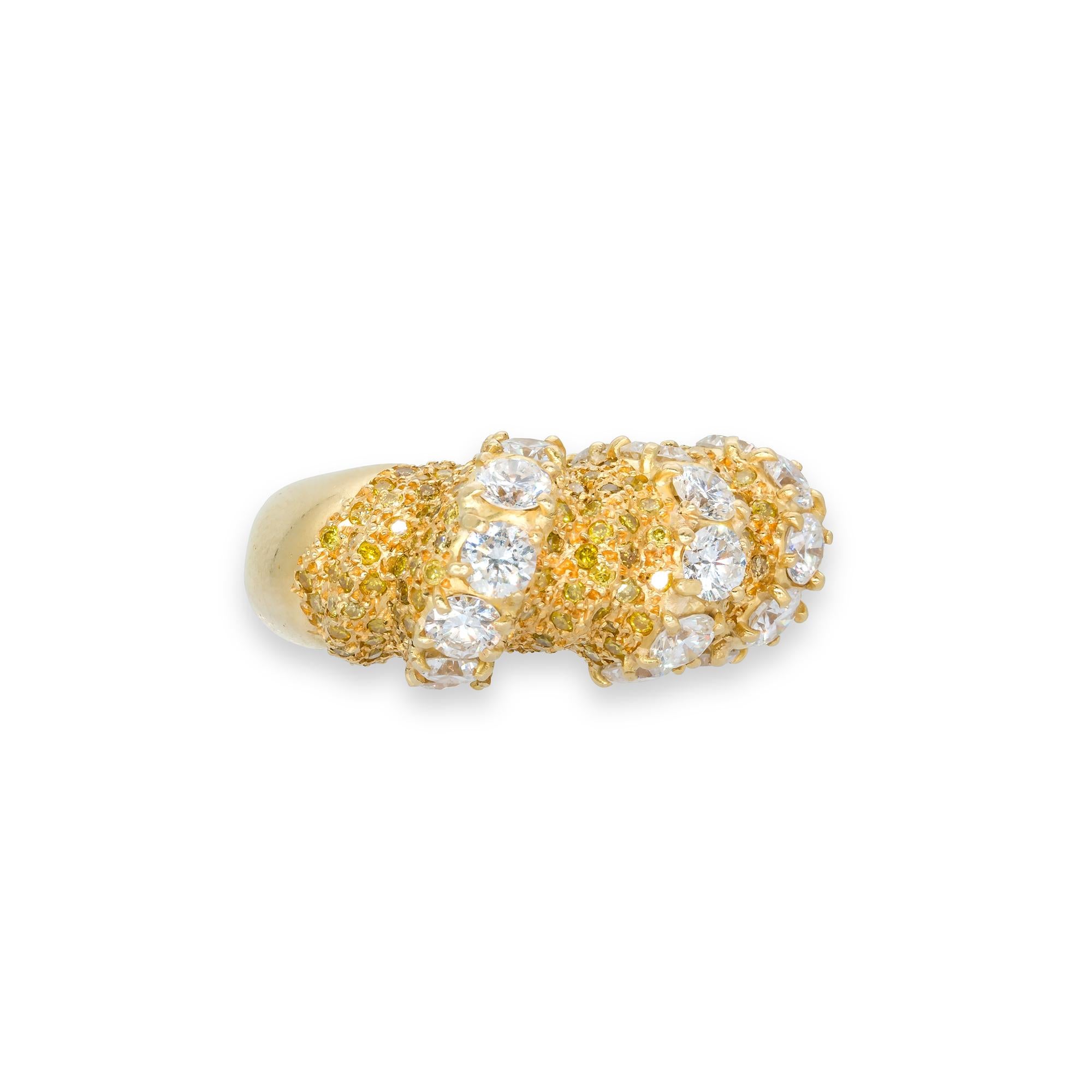 Women's D'Avossa Ring in White and Yellow Diamonds For Sale