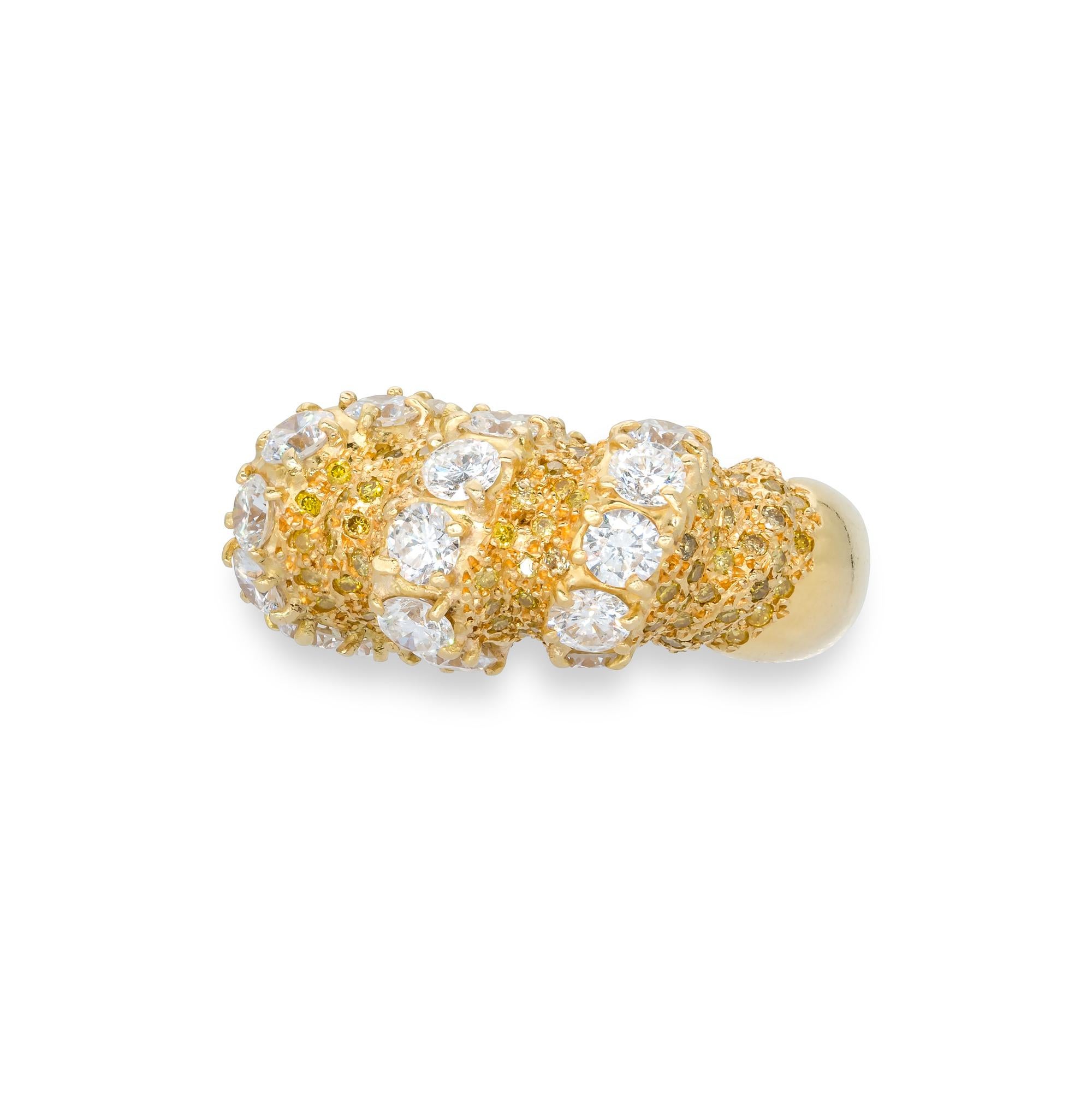 D'Avossa Ring in White and Yellow Diamonds For Sale 1