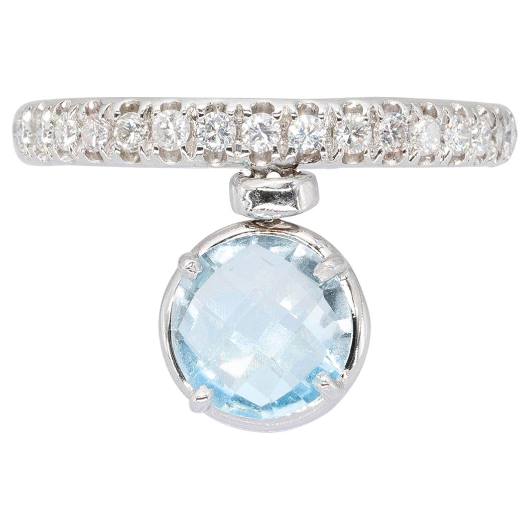 d'Avossa Ring with Blue Topaz and White Diamonds For Sale