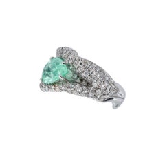 d'Avossa Ring with Central Green Paraiba Tourmaline and a White Diamonds Pavé