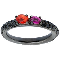 d
Avossa Ring with Orange and Purple Sapphires on Black Diamonds Pavé