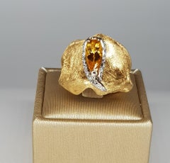 d'Avossa Ring, Yellow, White Gold, White Diamonds and Imperial Topaz