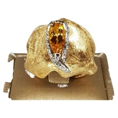 d'Avossa Ring, Yellow, White Gold, White Diamonds and Imperial Topaz