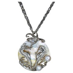 D'avossa Silver Pendant, Fresh Water Pearl and Mother of Pearl