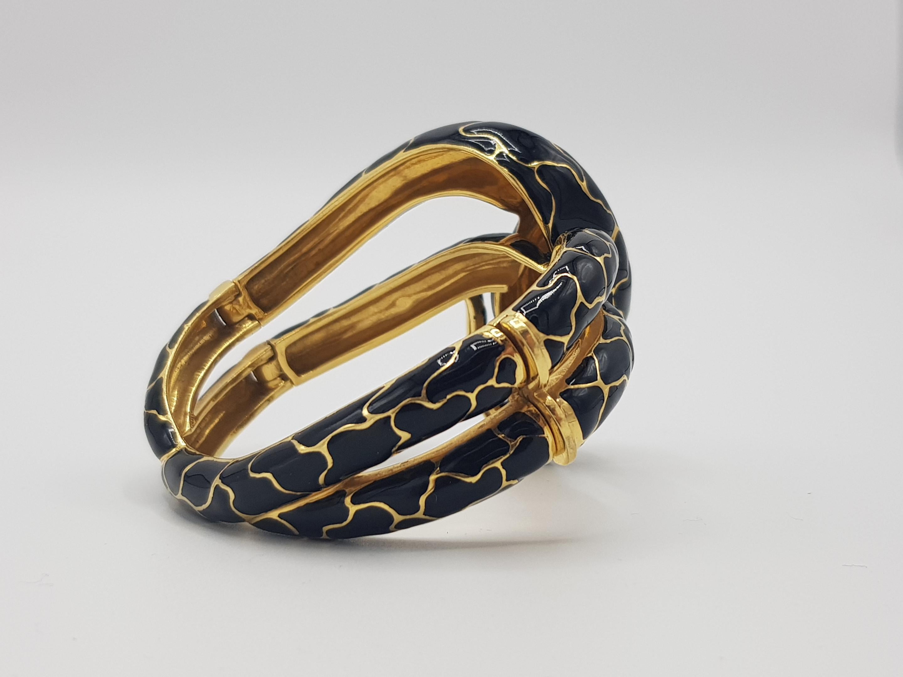 d'avossa Snake Bracelet, Yellow Gold and Black Enamel 1