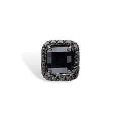 2.06 carats Square Shape briolé cut Black Diamond Single Earring