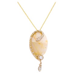 d'Avossa Yellow Sapphire Pendant Embraced by a Snake in Yellow Diamonds