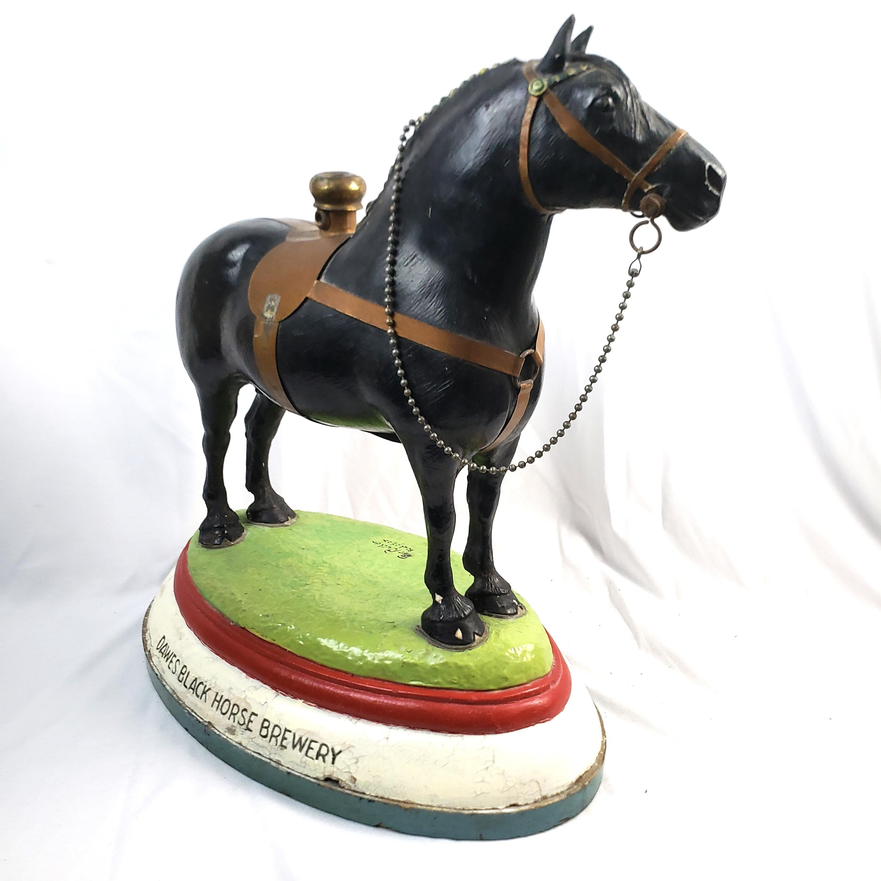 Dawes Black Horse Brewery Large Cast Advertising Horse Sculptural Lamp Base For Sale 6