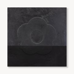 Black DBL Dip Flower Study: Abstract Geometric, Mixed-Media Artwork