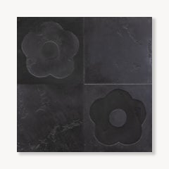 Black Flower Bifold Study: Abstract Geometric, Mixed-Media Artwork