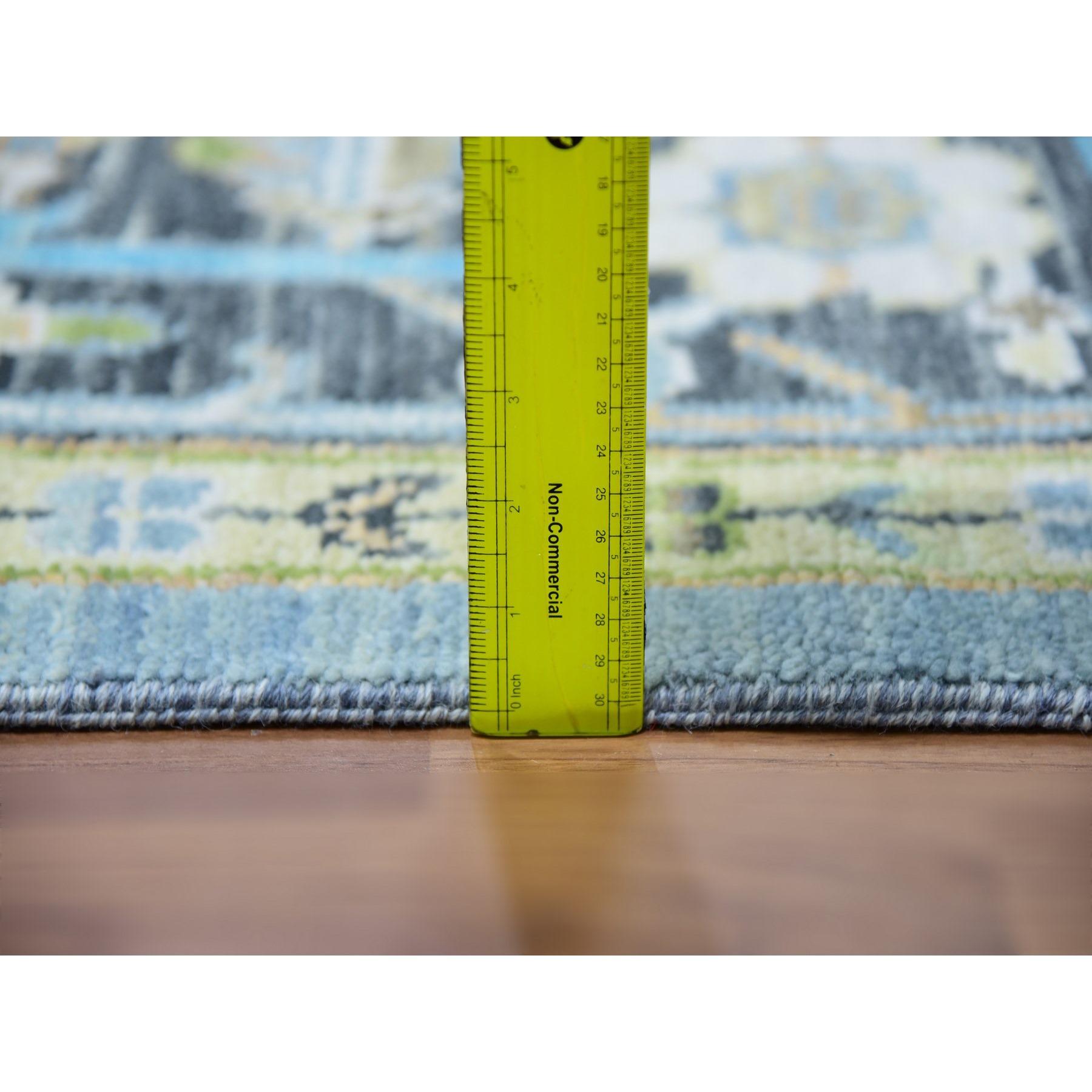 Tapis oriental noué à la main, bleu Dawn Heriz Fabuloso, motif médaillon 10'2