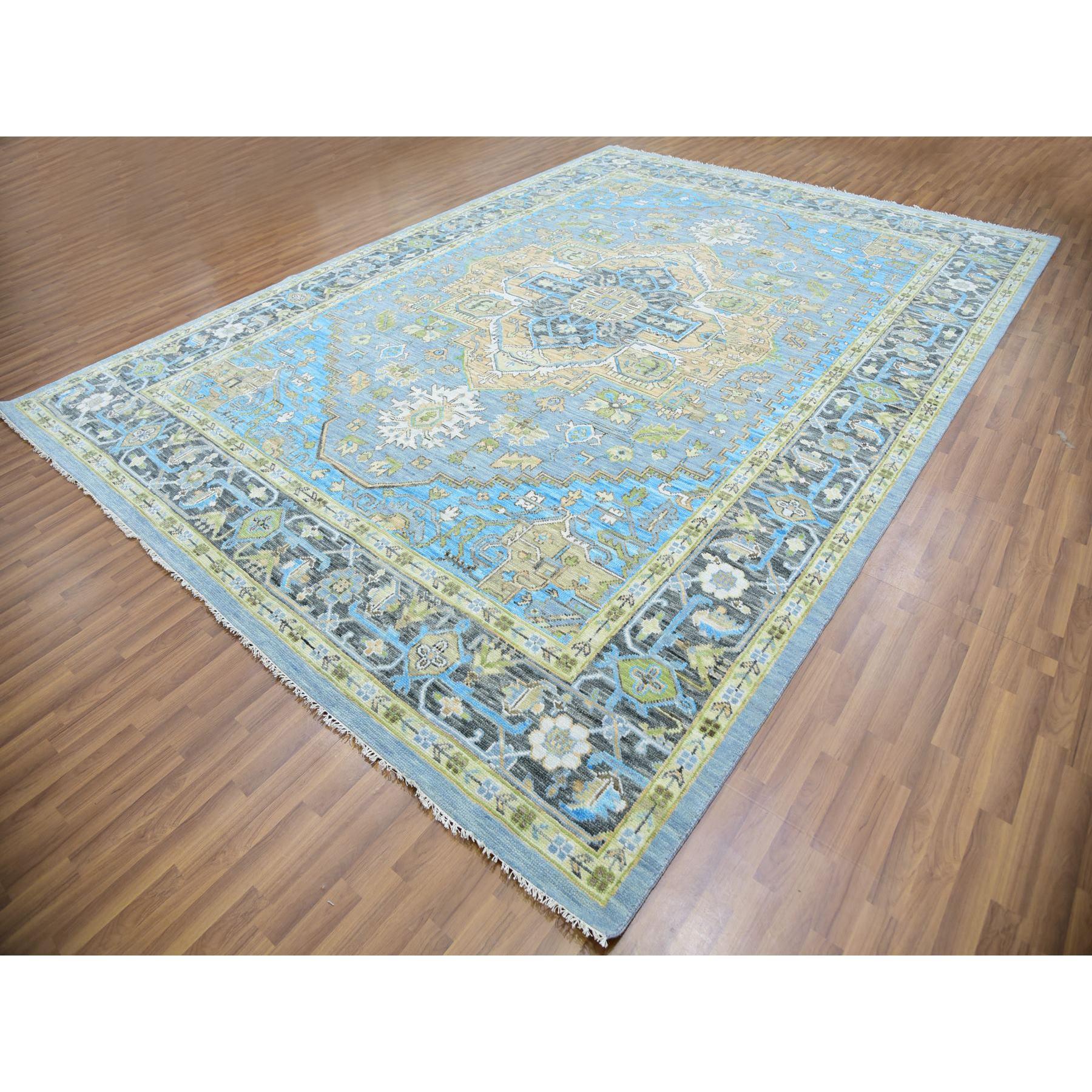 Indien Tapis oriental noué à la main, bleu Dawn Heriz Fabuloso, motif médaillon 10'2