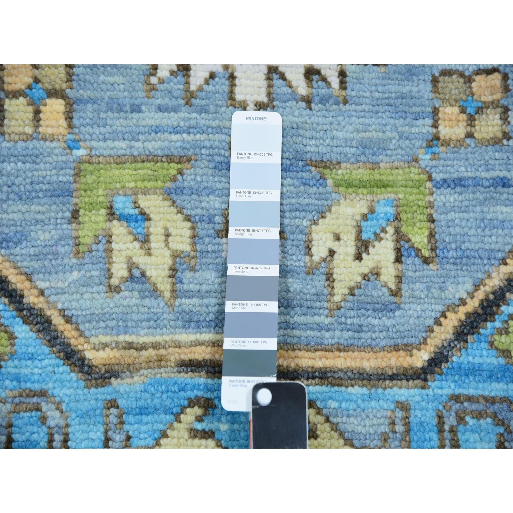 Laine Tapis oriental noué à la main, bleu Dawn Heriz Fabuloso, motif médaillon 10'2