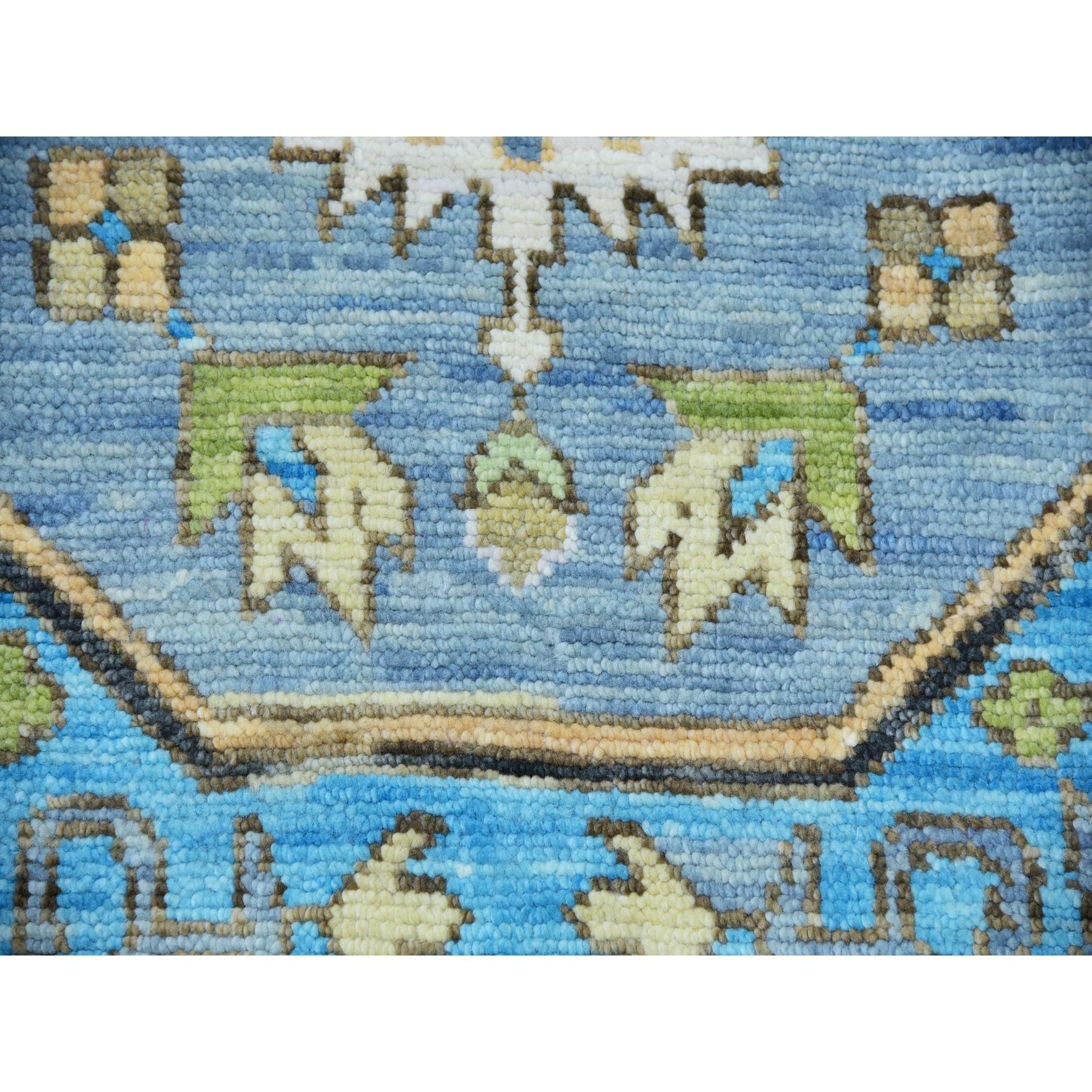 Tapis oriental noué à la main, bleu Dawn Heriz Fabuloso, motif médaillon 10'2