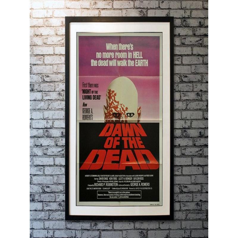 Dawn of The Dead, unframed poster, 1978

Original One Sheet (27 X 41 Inches). As hordes of zombies swarm over the U.S., the terrified populace tries everything in their power to escape the attack of the undead, but neither cities nor the