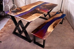 Dawn on the Battlefield Live Edge Ancient 200 year Walnut Dining Table Set