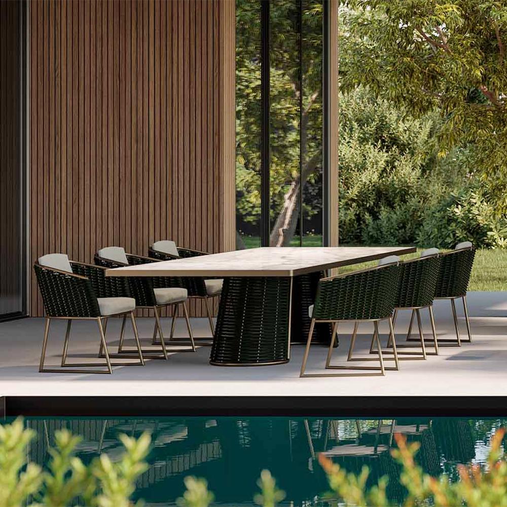 Stainless Steel Dawn Outdoor Dining Table For Sale