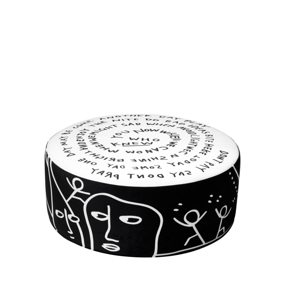 Italian Dawn Pouf L in Polyurethane Foam & Polyester Fabric For Sale