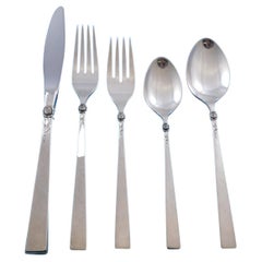Dawn Rose by International Sterling Silver Flatware Set Service 20 Pieces Floral