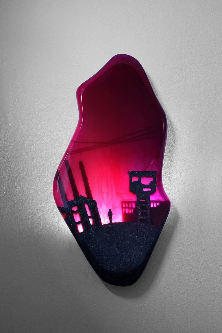 Romanian Dawn Wall Lamp / Sconce / Sculpture by Eduard Locota, Acrylic Glass For Sale