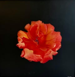 Beach Bloom by Dawne Raulet Petite Contemporary Mixed Media Red Orange Flower
