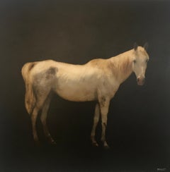 Blanc Beauty, Dawne Raulet Contemporary Mixed Media on Board Horse Painting