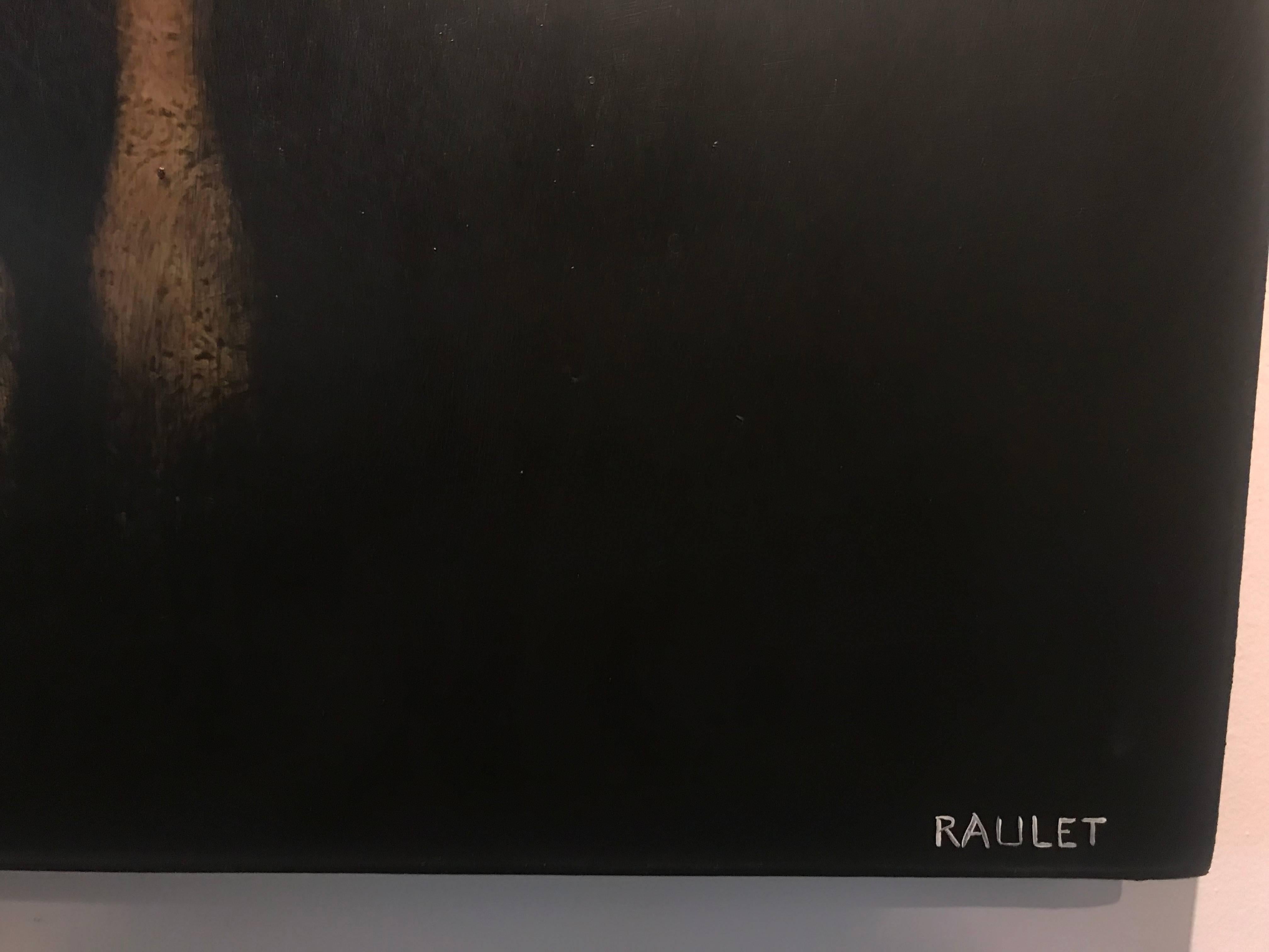 Bovine Belle, Contemporary Vertical Mixed Media on Board Figurative Cow Painting 2