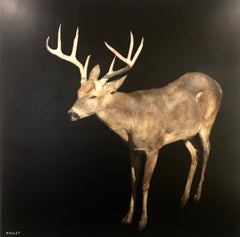 Buck by Dawne Raulet, Large Contemporary Framed Mixed Media on Board Painting