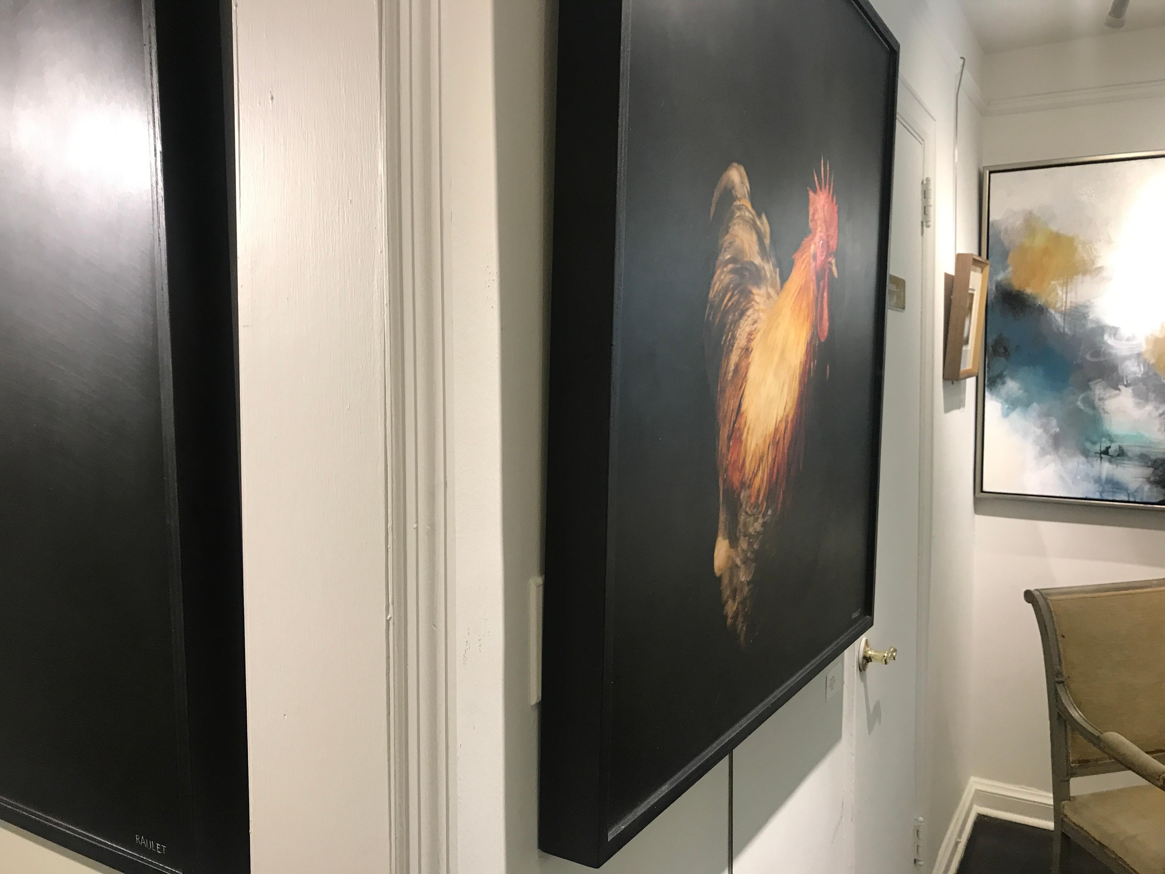Crown and Coq by Dawne Raulet, Large Framed Contemporary Animal Painting 5