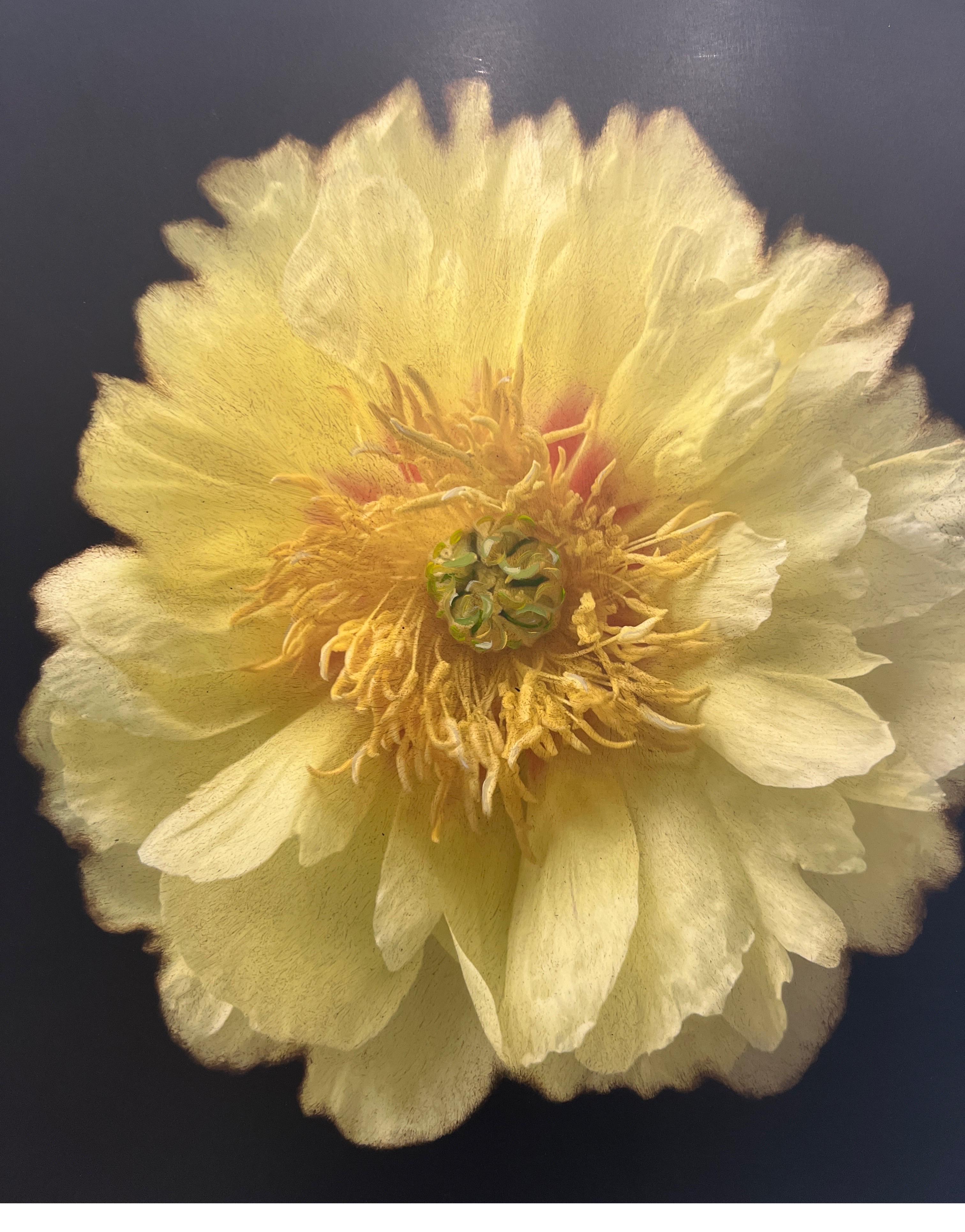 Fleur by Dawne Raulet Petite Contemporary Mixed Media Yellow Flower For Sale 1
