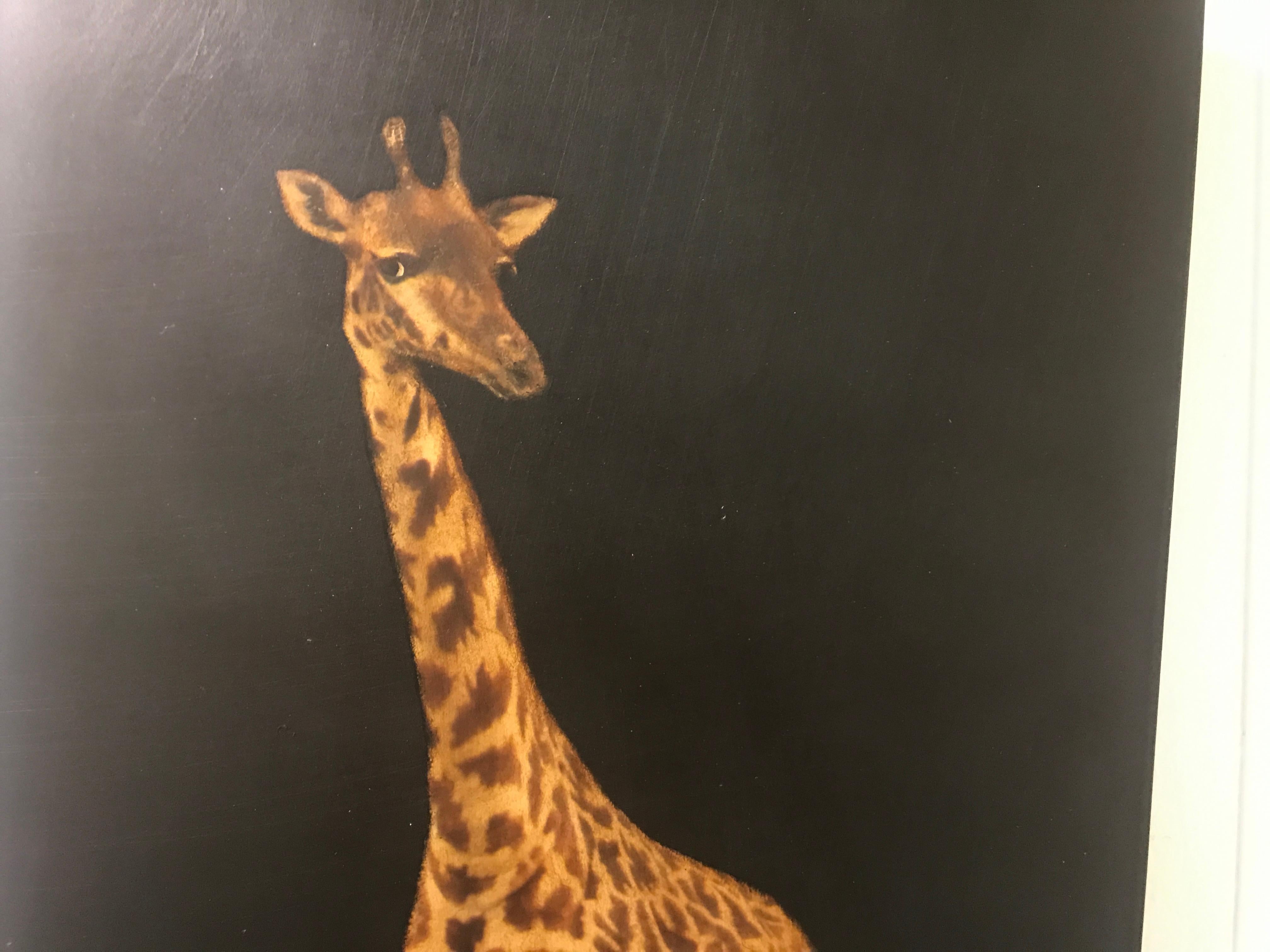 Giraffe by Dawne Raulet 2019 Vertical Animal Contemporary Board Painting 3