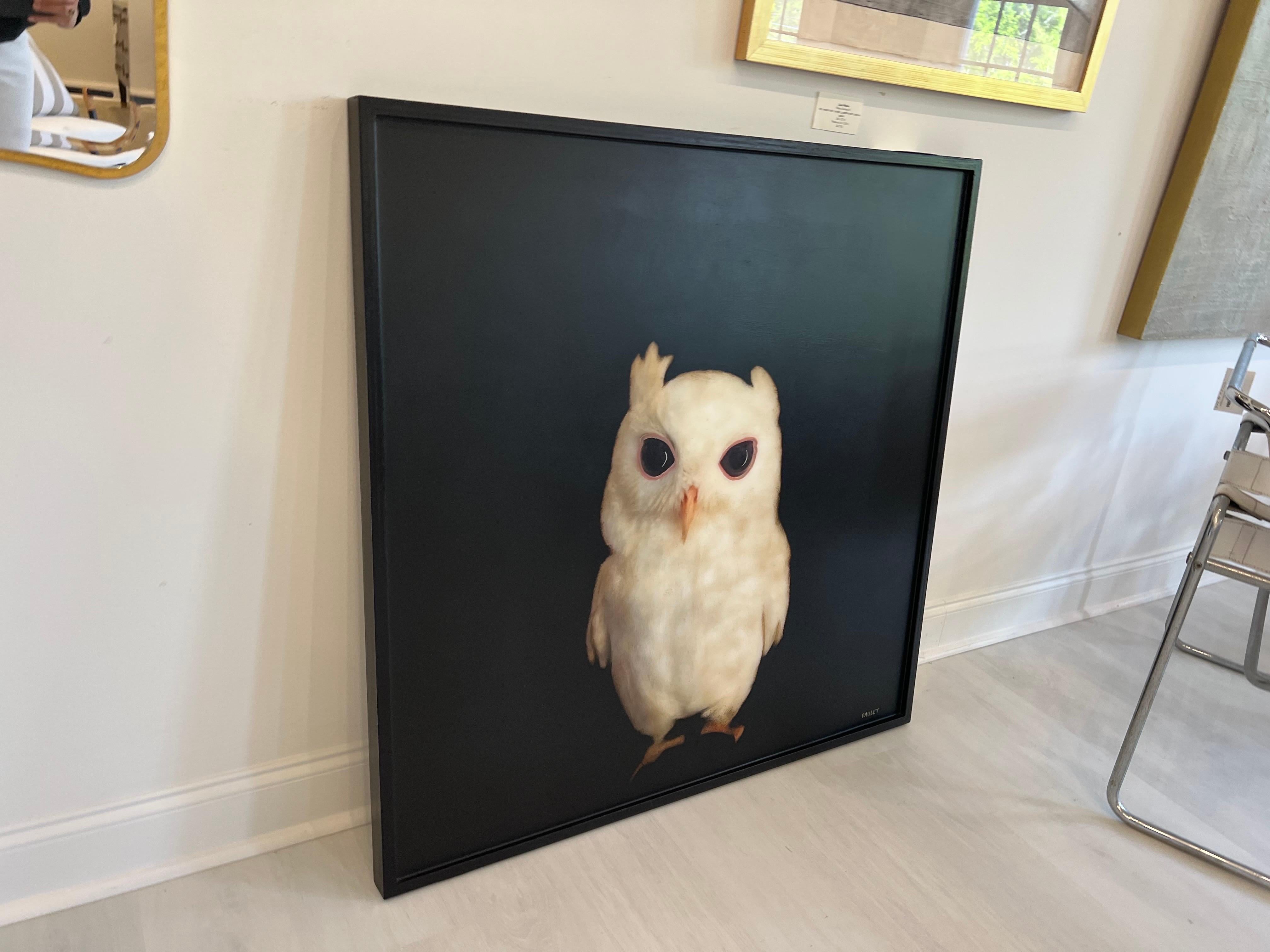 Hootie by Dawne Raulet Large Contemporary Mixed Media Owl Painting on Panel 5