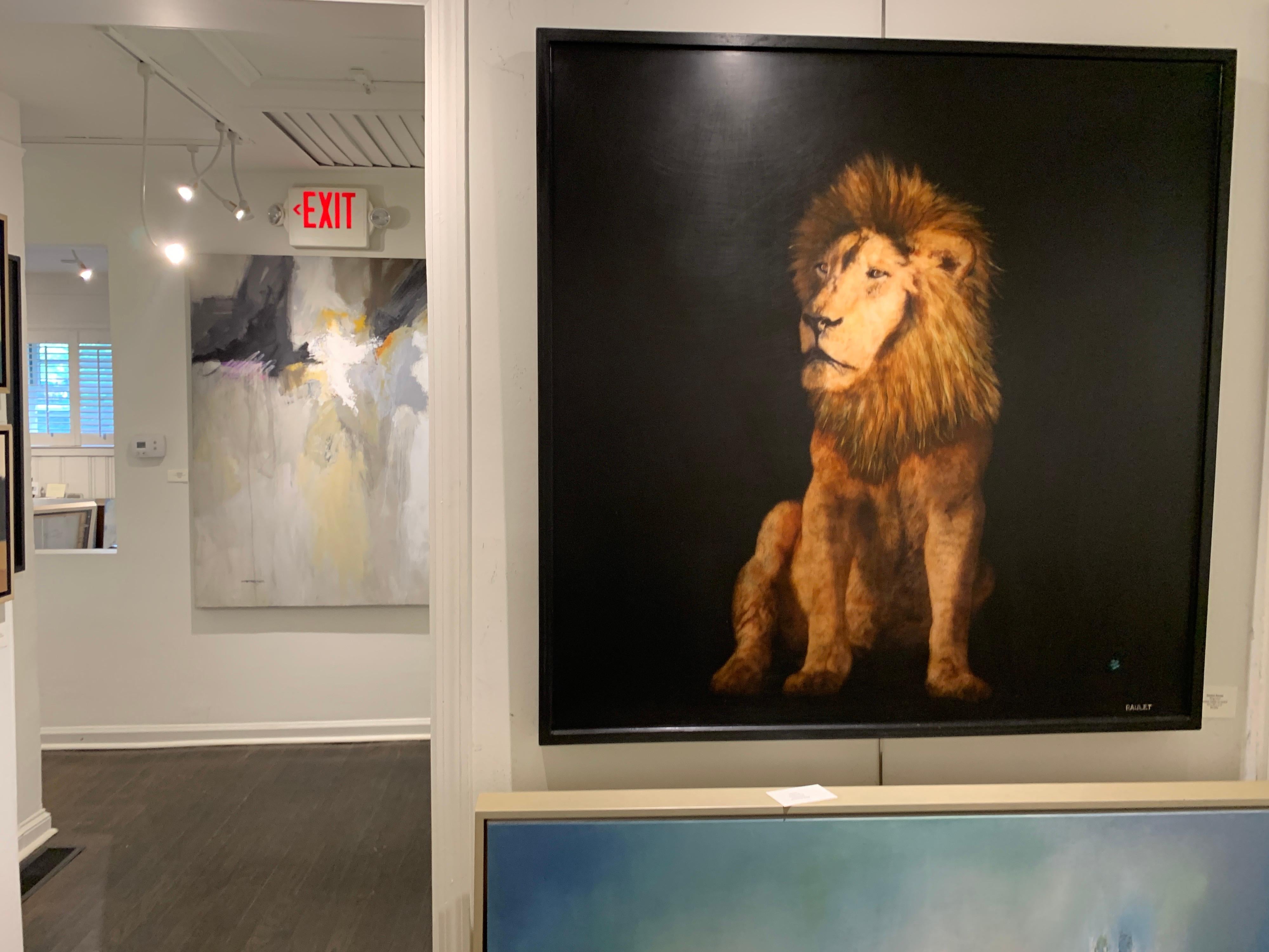 King Lion by Dawne Raulet Large Contemporary Mixed Media Animal Artwork Lion 1