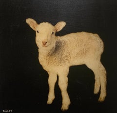 Côtelette d'agneau de Dawne Raulet:: peinture contemporaine 2020 en techniques mixtes sur panneau d'agneau