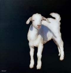 Little Bo by Dawne Raulet Petite Contemporary Mixed Media Lamb Artwork