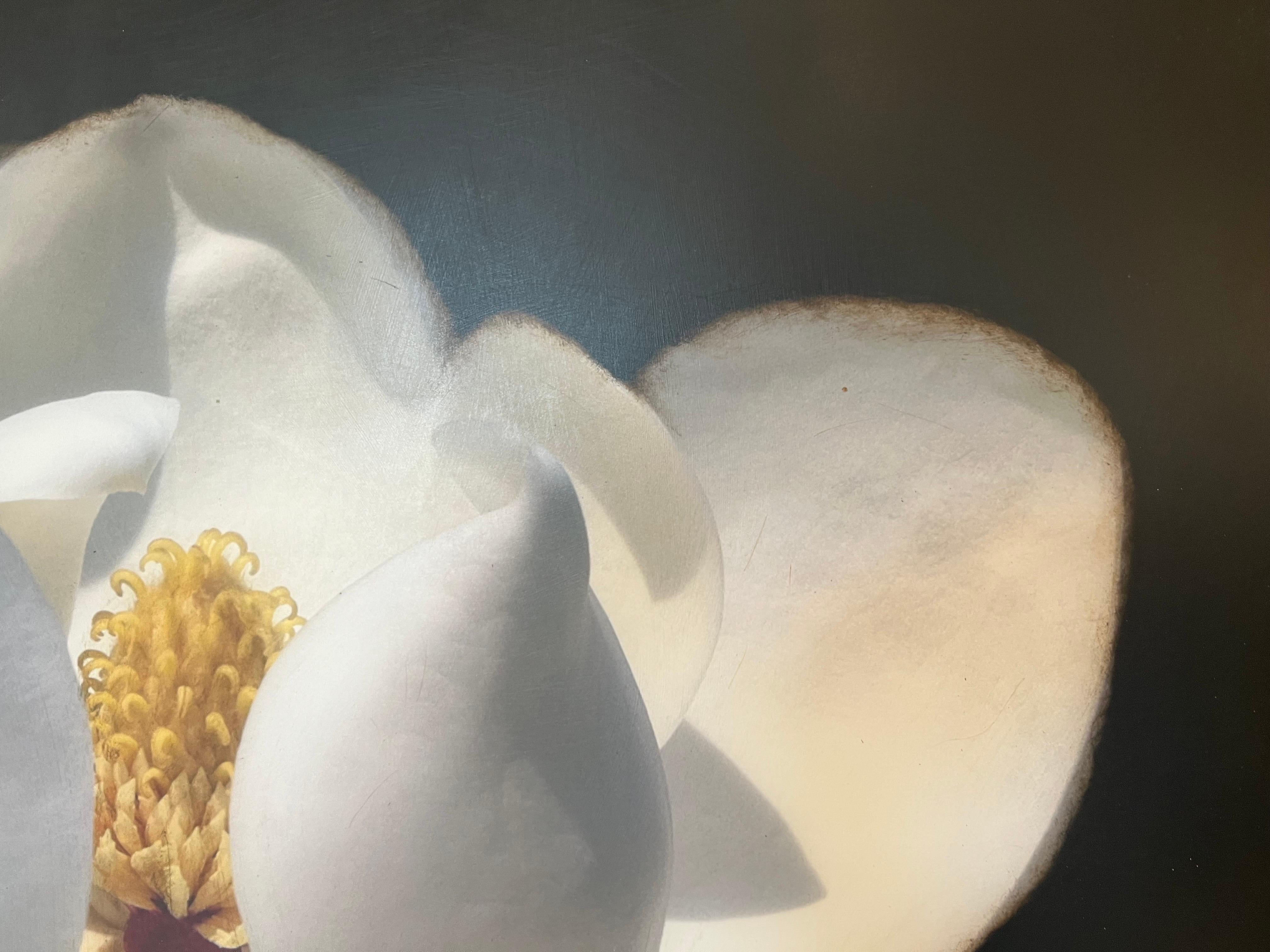 Magnolia Magic by Dawne Raulet Petite Contemporary Mixed Media White Flower 3