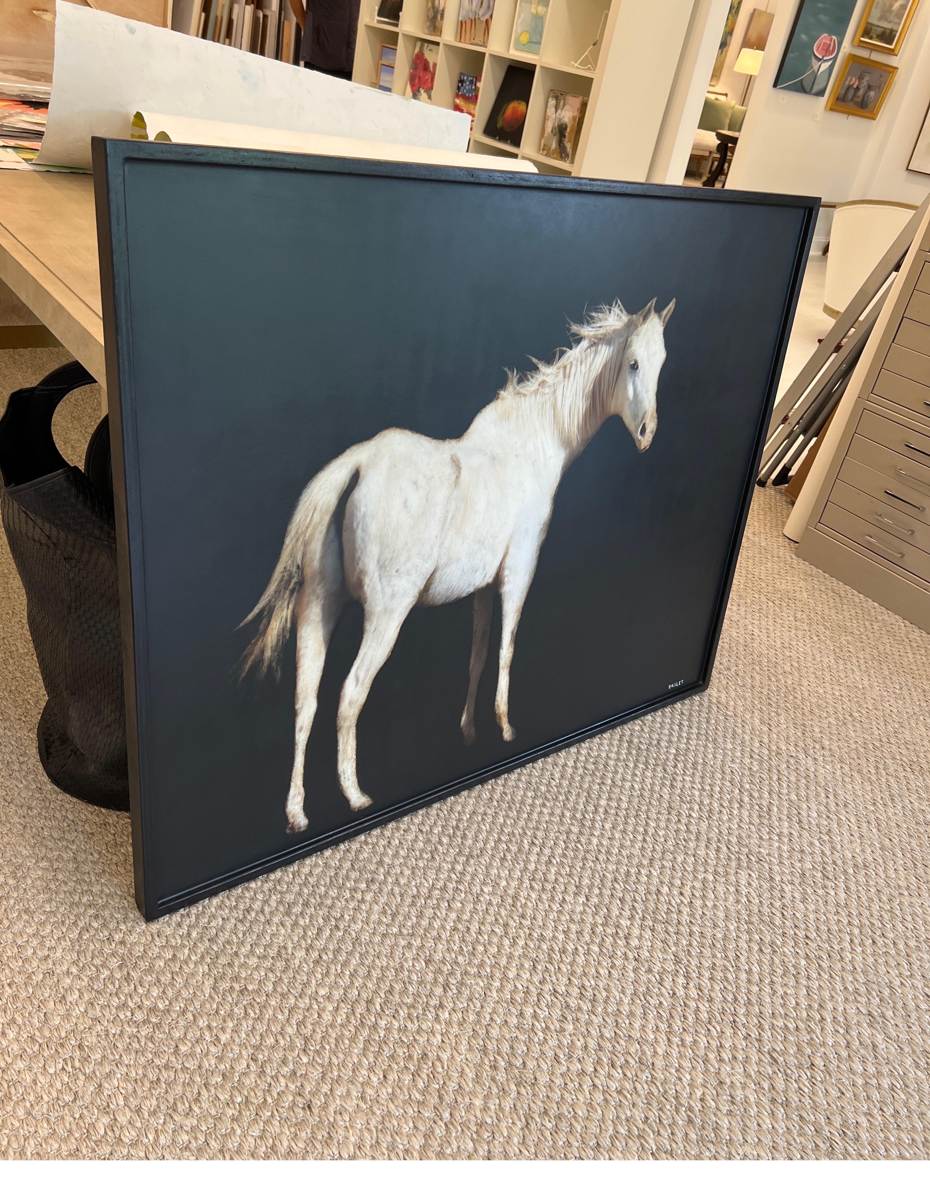 Mane Stay by Dawne Raulet Contemporary Horse Painting in White, Black 2