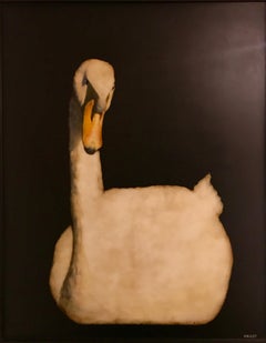 Pippa, Dawne Raulet Large Framed Contemporary Mixed Media on Board Swan Painting