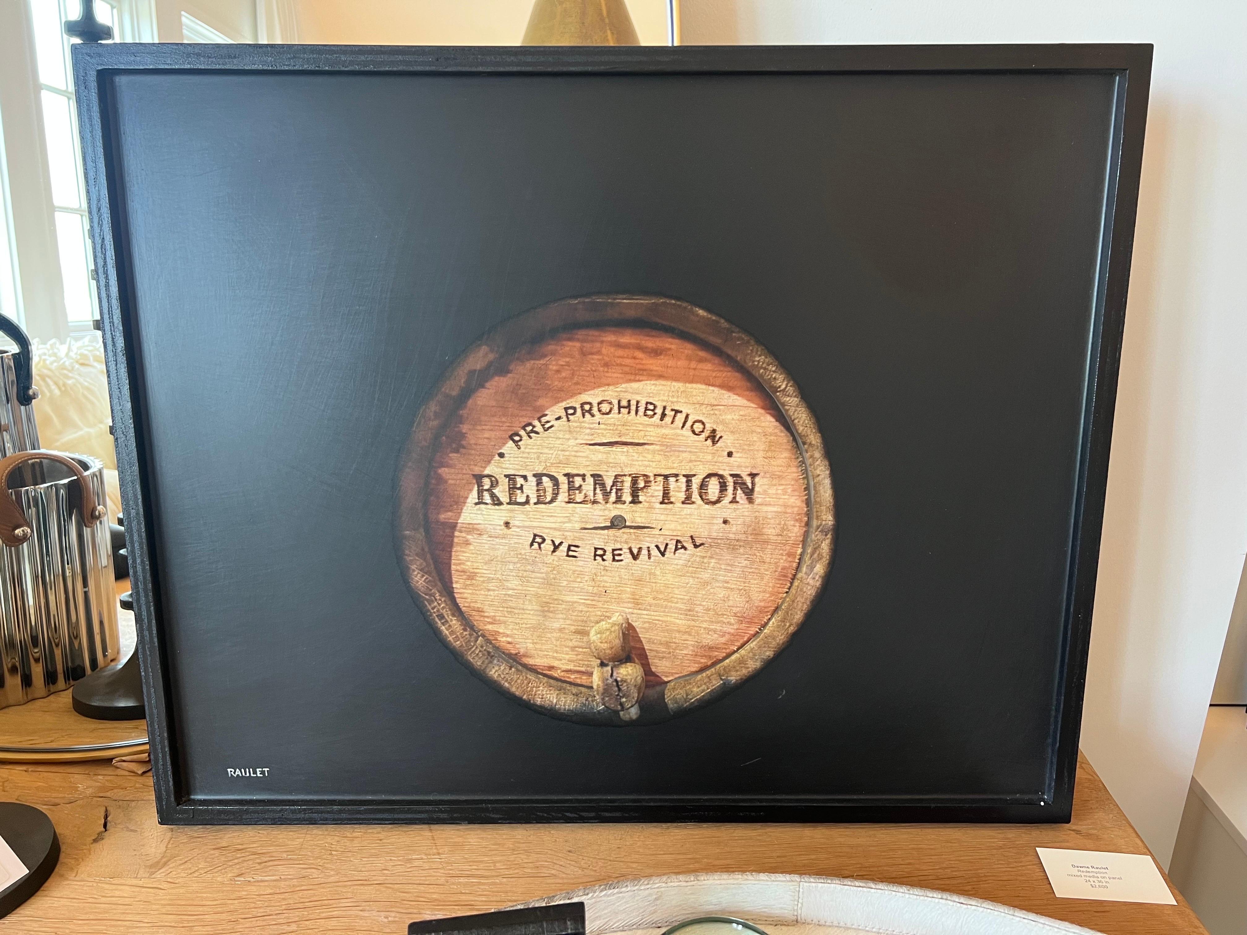 Redemption by Dawne Raulet Petite Contemporary Mixed Media Whiskey Barrel 2