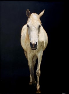 Strut by Dawne Raulet Contemporary Horse Mixed Media with Black, White