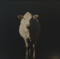 Udderly Irresistible di Dawne Raulet Mucca contemporanea in tecnica mista, Whiting, Black