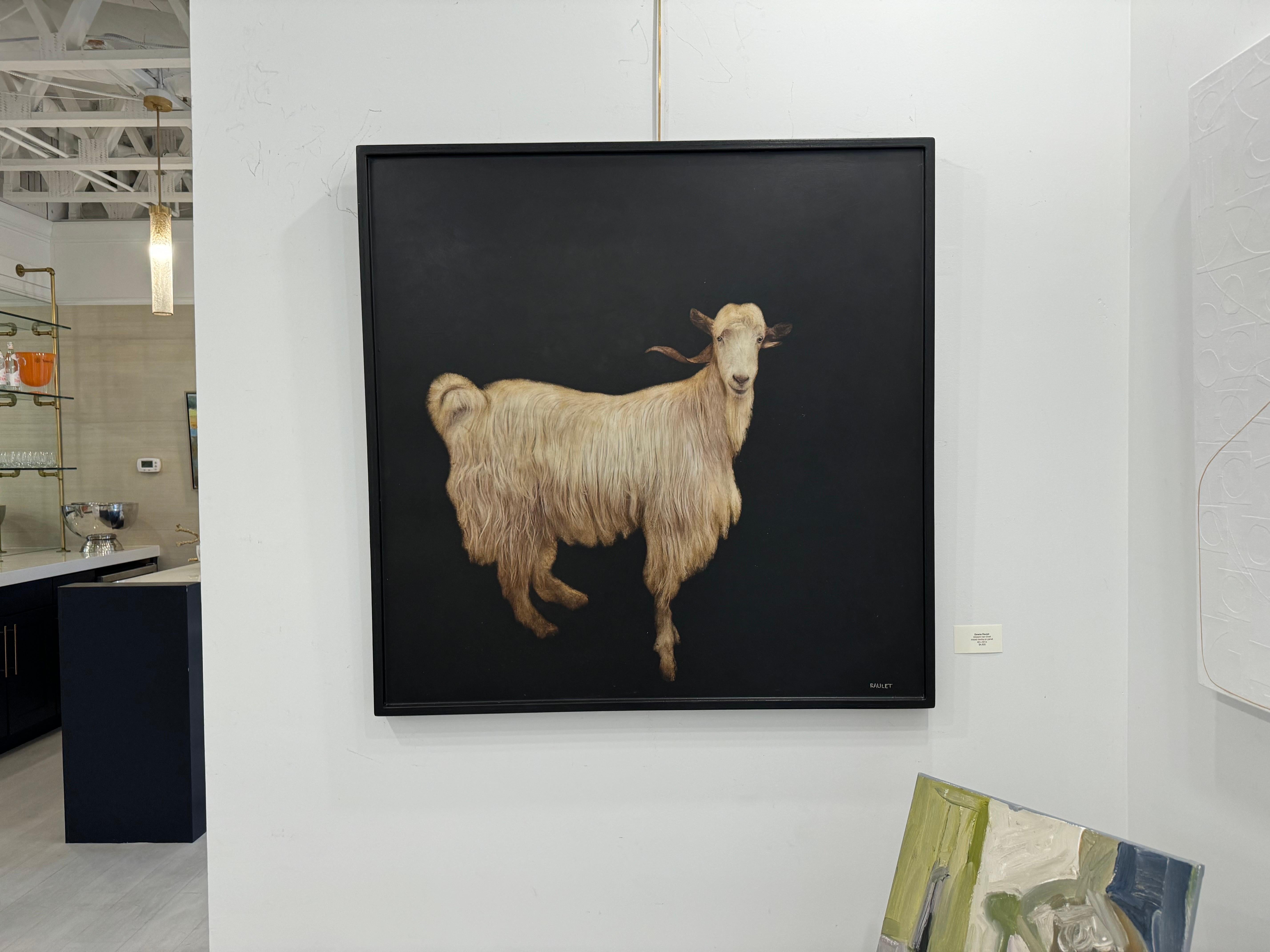 Vincent Van Goat by Dawne Raulet Contemporary Animal Mixed Media with Black 1