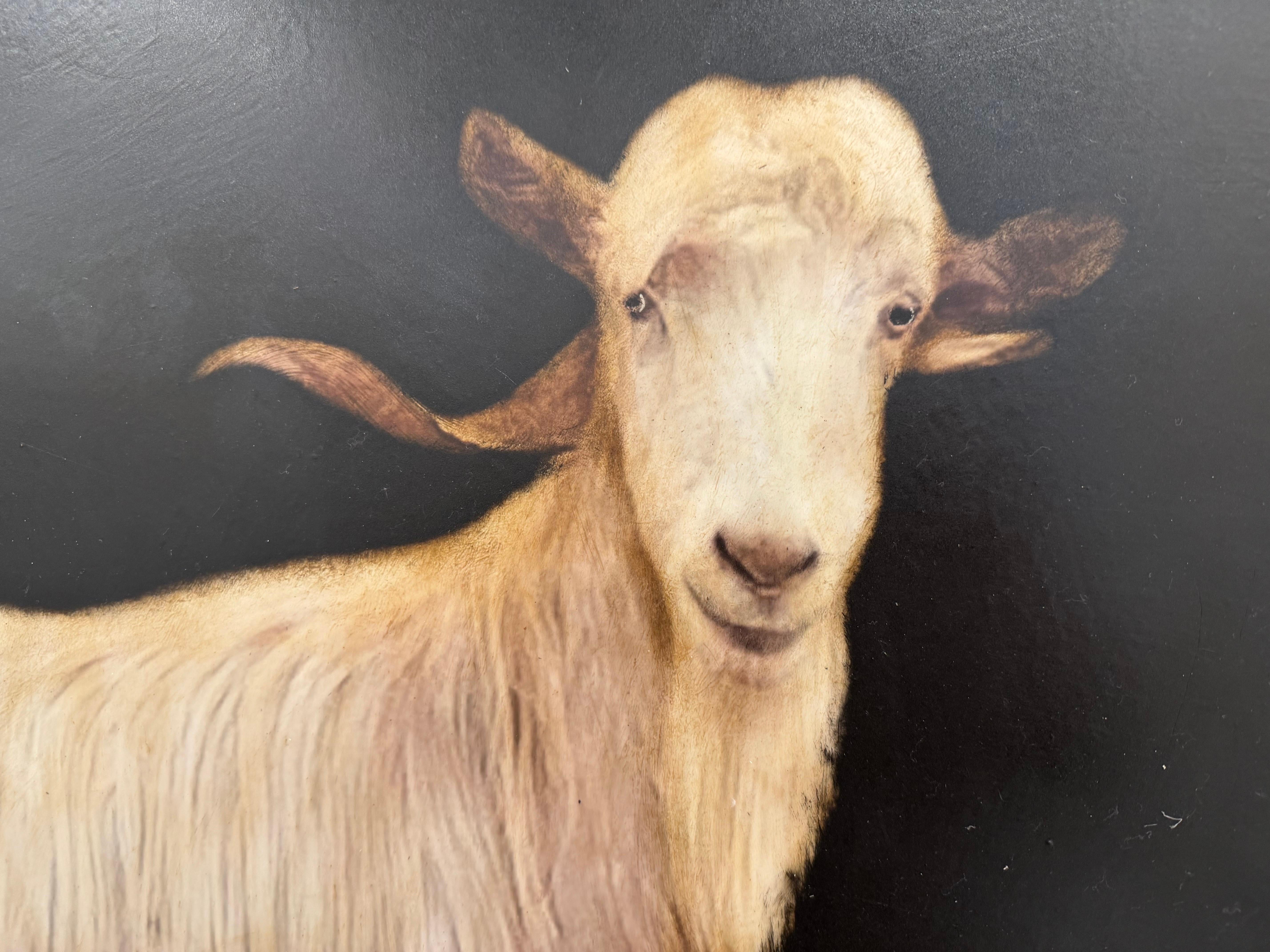 Vincent Van Goat by Dawne Raulet Contemporary Animal Mixed Media with Black 3