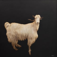 Vincent Van Goat by Dawne Raulet Contemporary Animal Mixed Media with Black