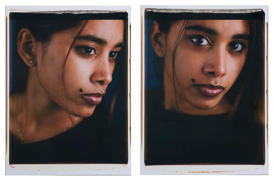Double Portrait: Original Photograph Diptych of Young Indian Woman, Mounted