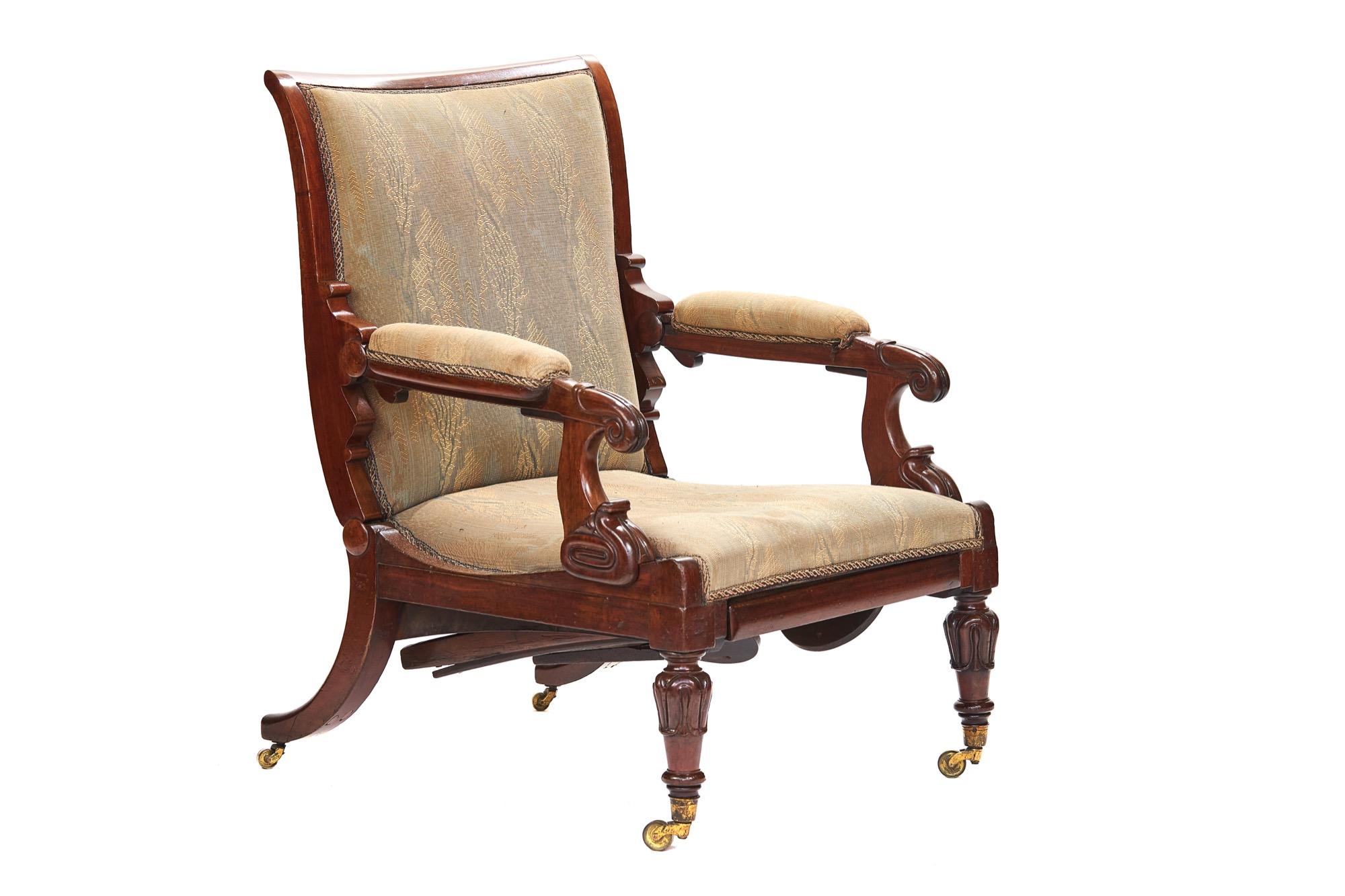 George IV Daws Patent Improved Reclining Chair, circa 1830 For Sale