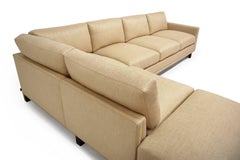 Dawson Sectional Walnut base Frame Trim detail loose seat & back cushions piping