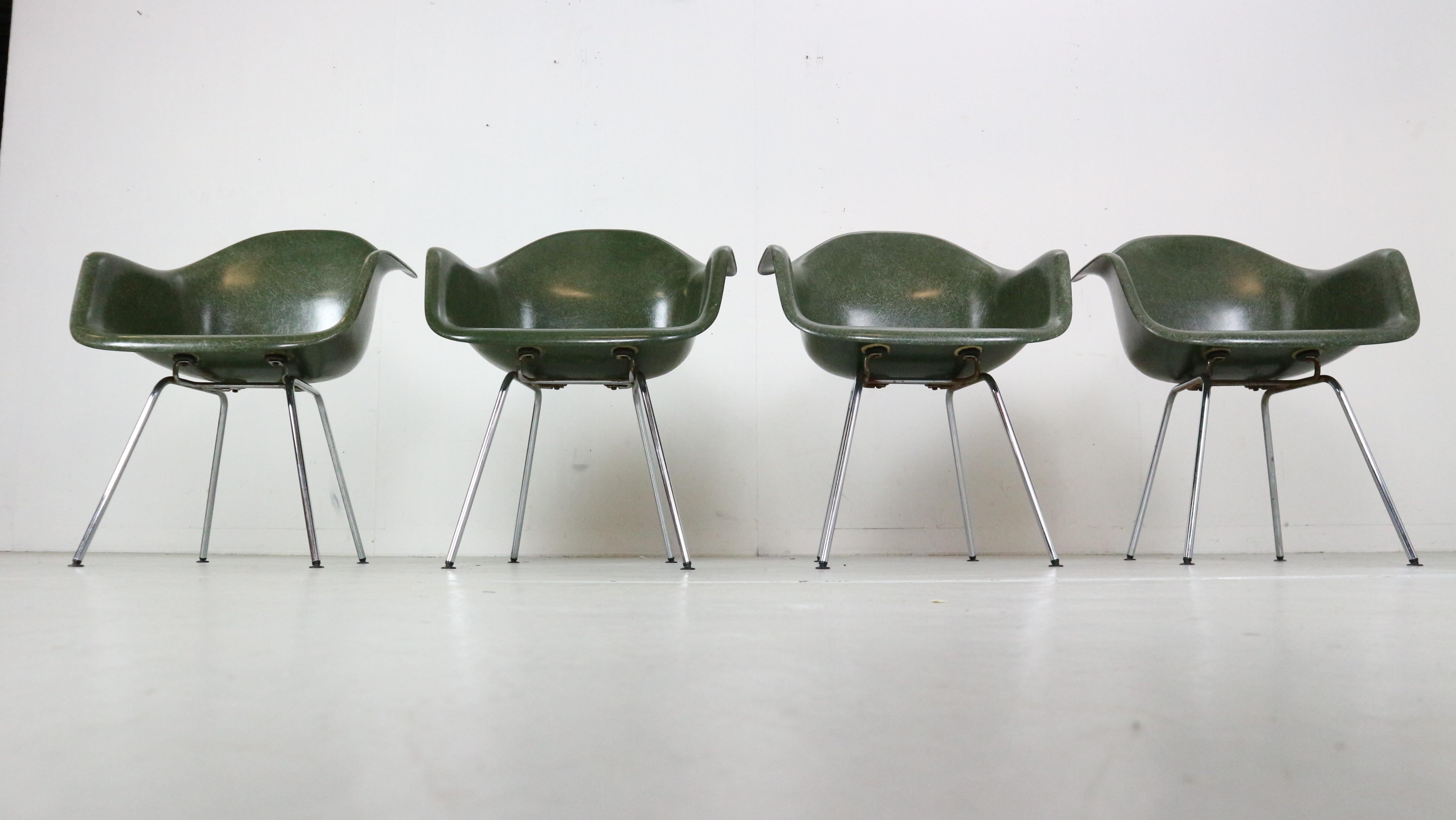 Satz von 4 Esszimmerstühlen „DAX“ von Charles & Ray Eames für Herman Miller, 1950er Jahre (Mitte des 20. Jahrhunderts)