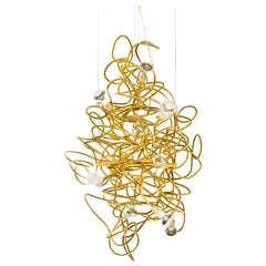 DAX VERTICAL CHANDELIER - Modern Gold Leafed Sculptural Lighting Design